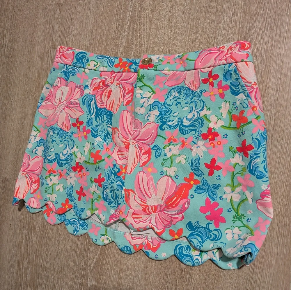 Lilly Pulitzer Skort Colette Hem Knit Surf Blue Luscious Lions - Picture 3 of 10